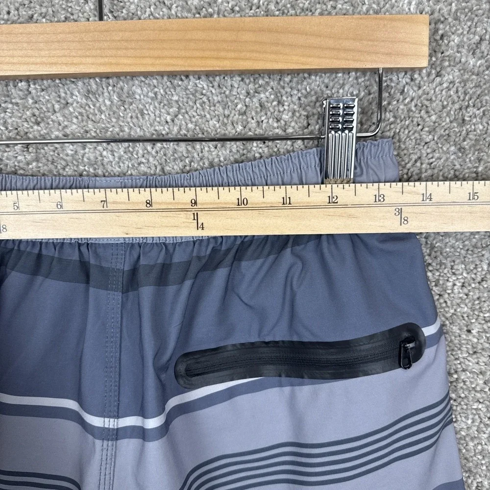 Jetty Mens Small Striped Board Shorts Grey Blue Tan Swim Trunks Recycled